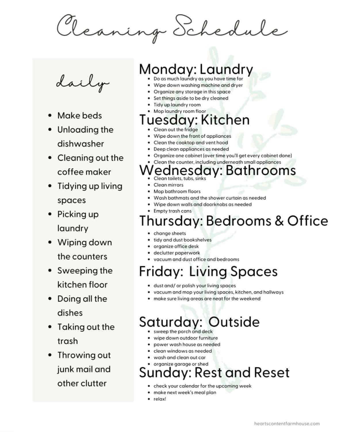 1. Daily Cleaning Tasks